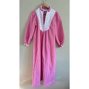 Vintage Pink Wolverine Nightgown Medium 8989 Lace Trim Maxi Sleep Dress NWT